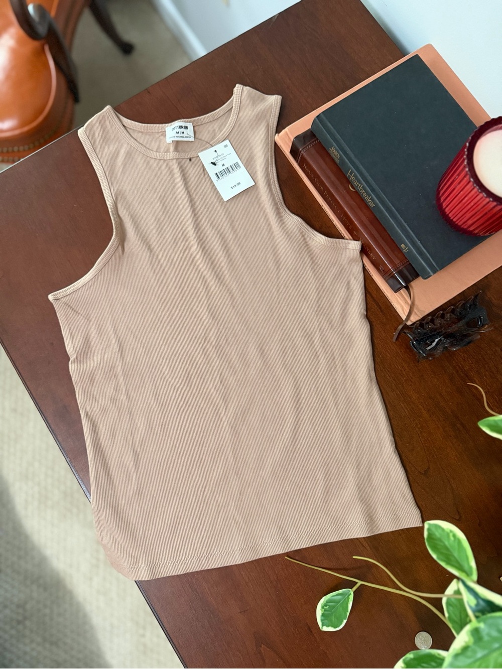 Cotton On Ribbed Tank Top in Beige